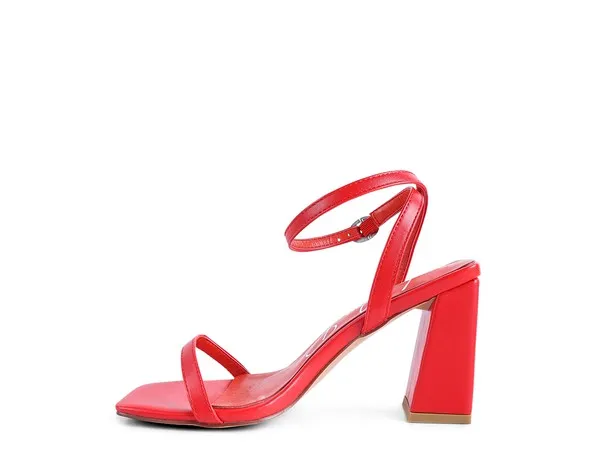 La Muzza -  Red Block Heel Ankle Strap Sandals For women