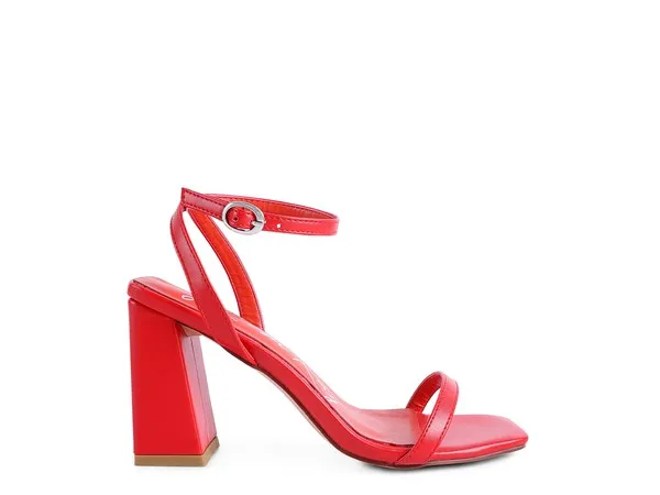 La Muzza -  Red Block Heel Ankle Strap Sandals For women