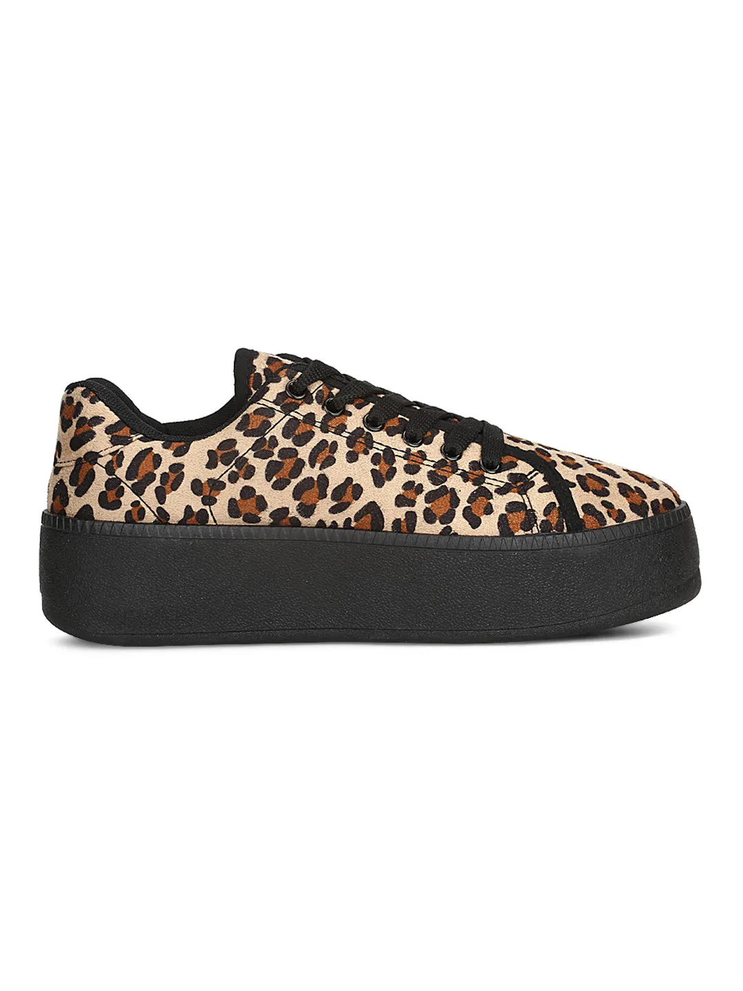 Leopard Canvas Lace-Up Sneakers