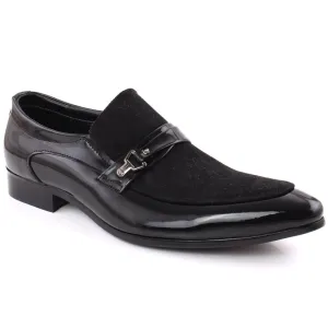 Men “BRASON” Moc Toe Velvet Vamp Patent Surface Formal Shoes