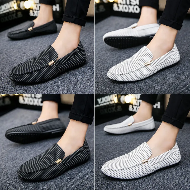 Men Strip Casual Slip-On Breatheable Loafers