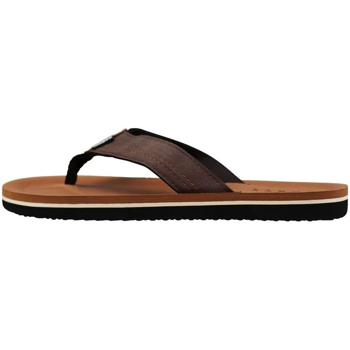 Mens Flip Flop Sandal Brown Twill