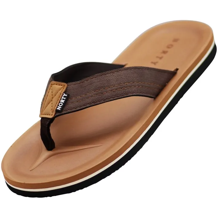 Mens Flip Flop Sandal Brown Twill