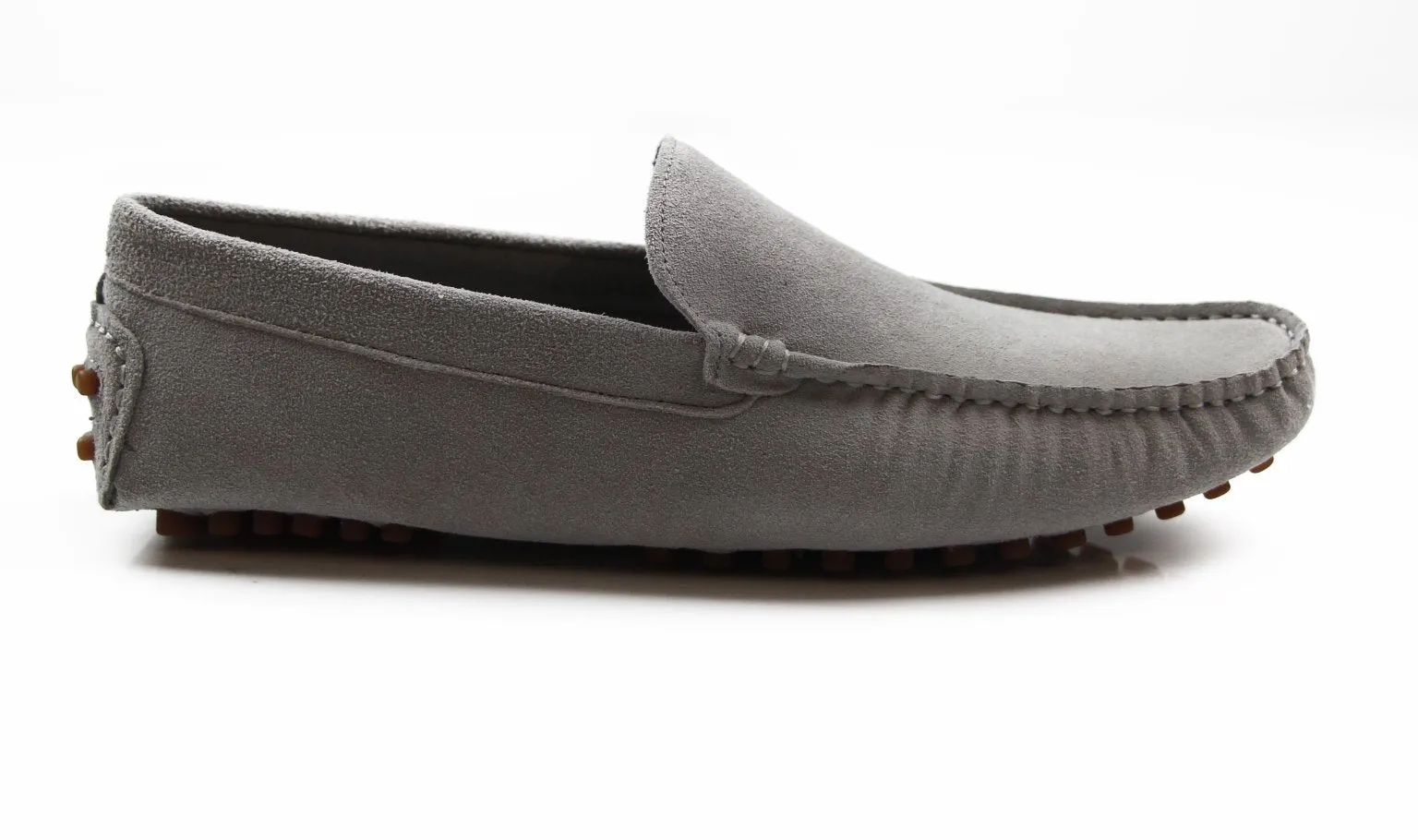 Mens Zasel Summer Slip On Light Grey Suede Boat Shoes