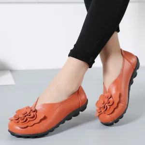 Mom's retro flower decor slip on loafers low heel casual shoes