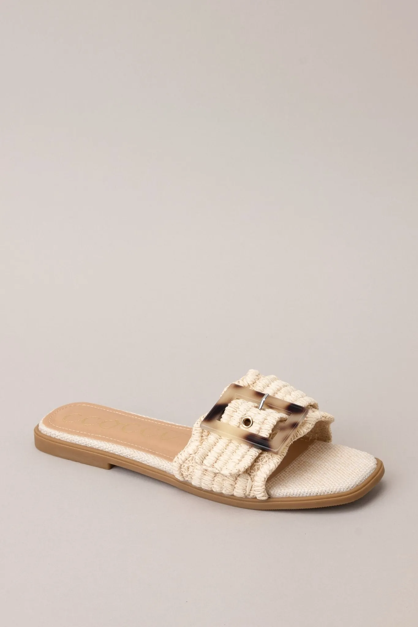 Now What Beige Woven Buckle Sandals