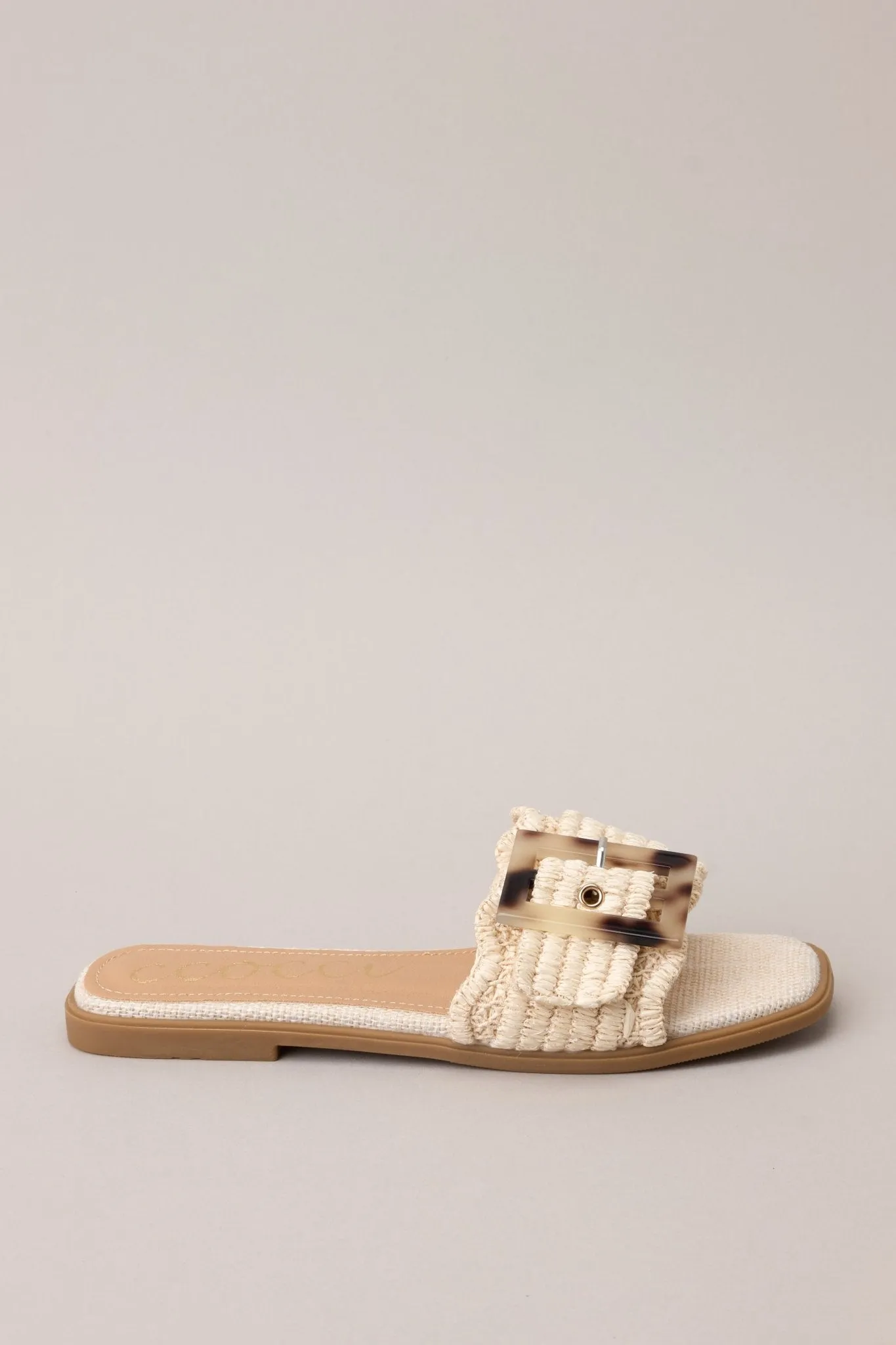 Now What Beige Woven Buckle Sandals