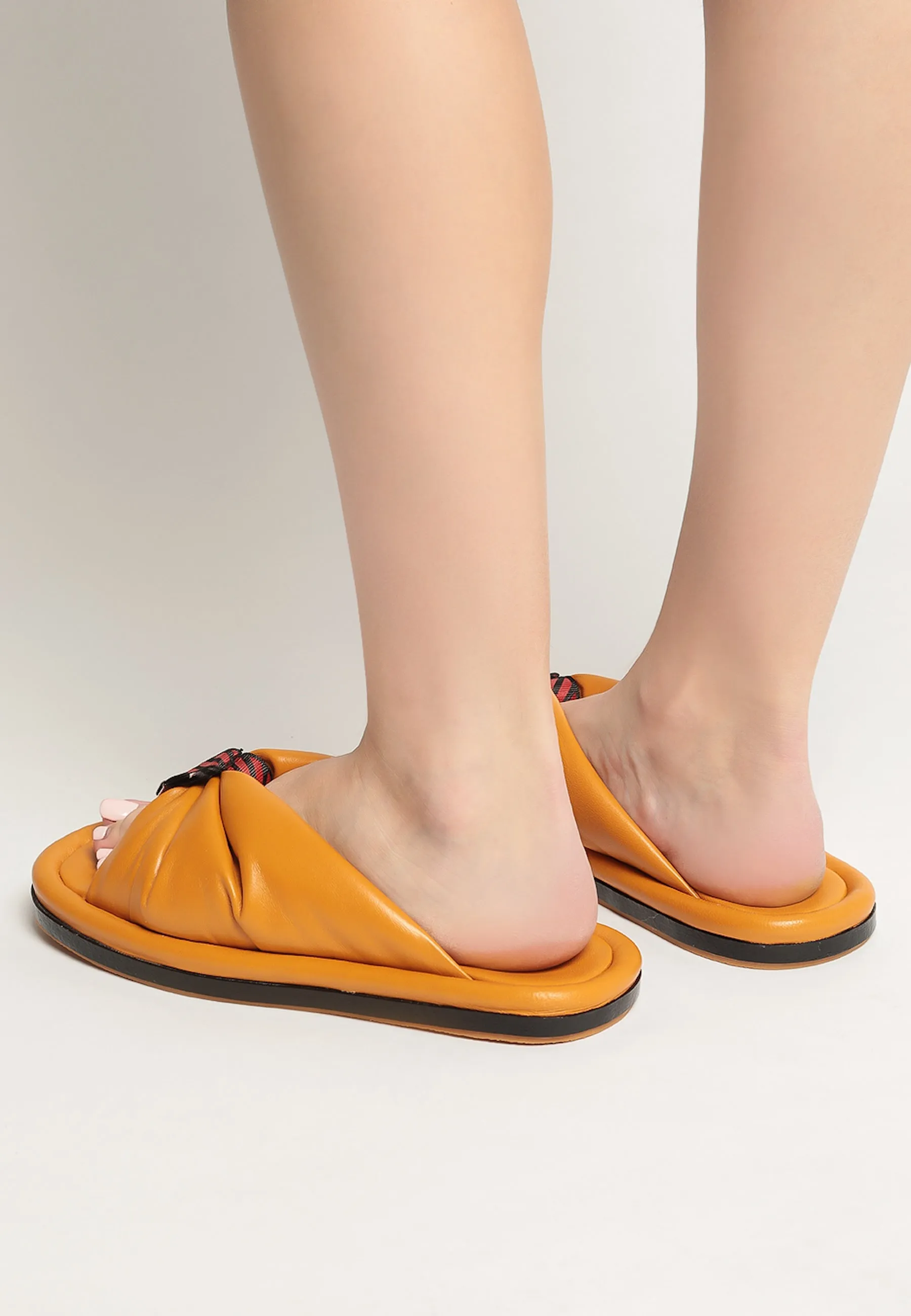 Open Toe Flat Sole Sandals - Yellow