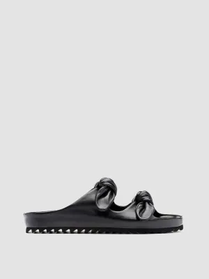 PELAGIE 010 - Black Woven Leather Sandals