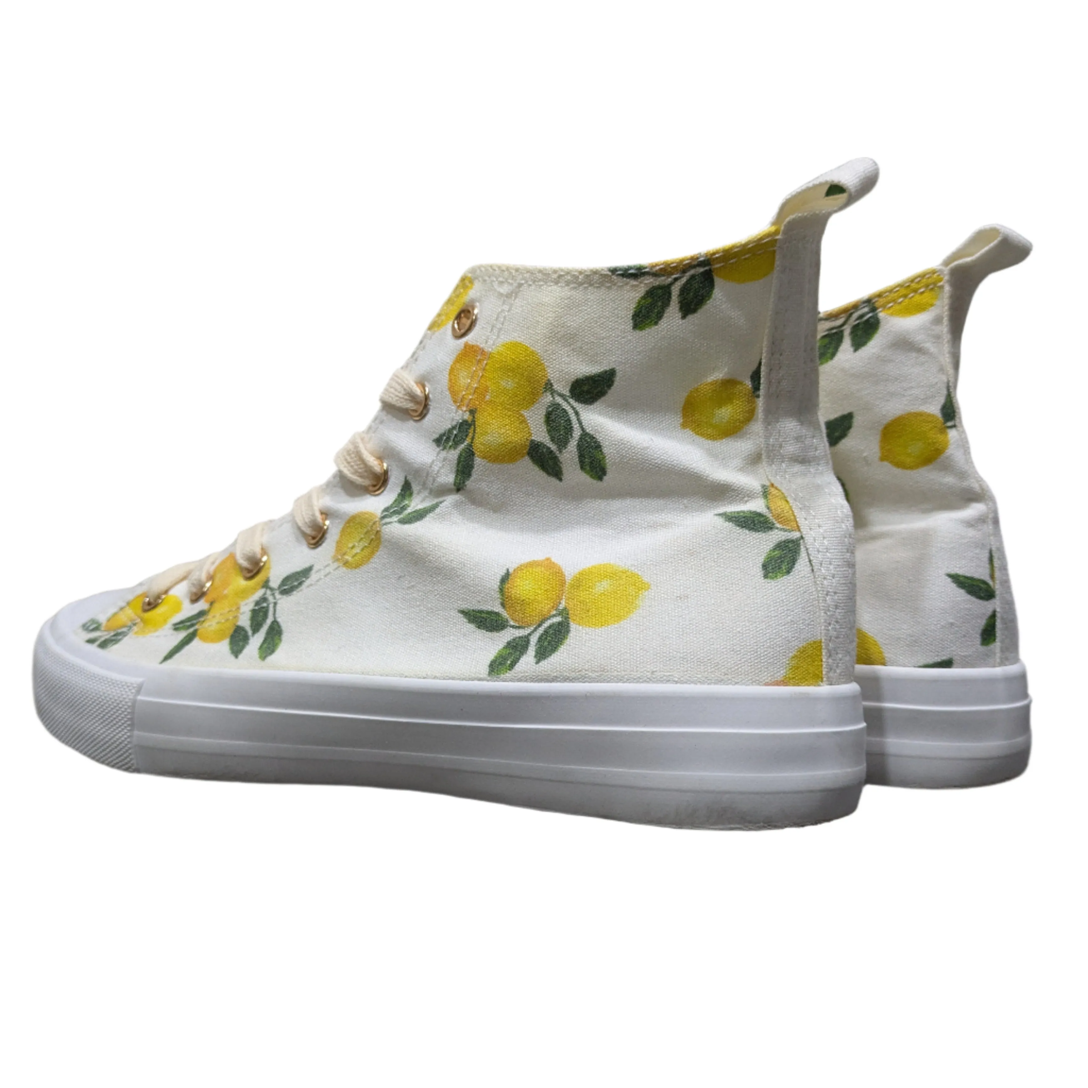 Primark Women's Lemon Print Canvas High Top Sneakers Size UK 6 / EU 39 / US 8