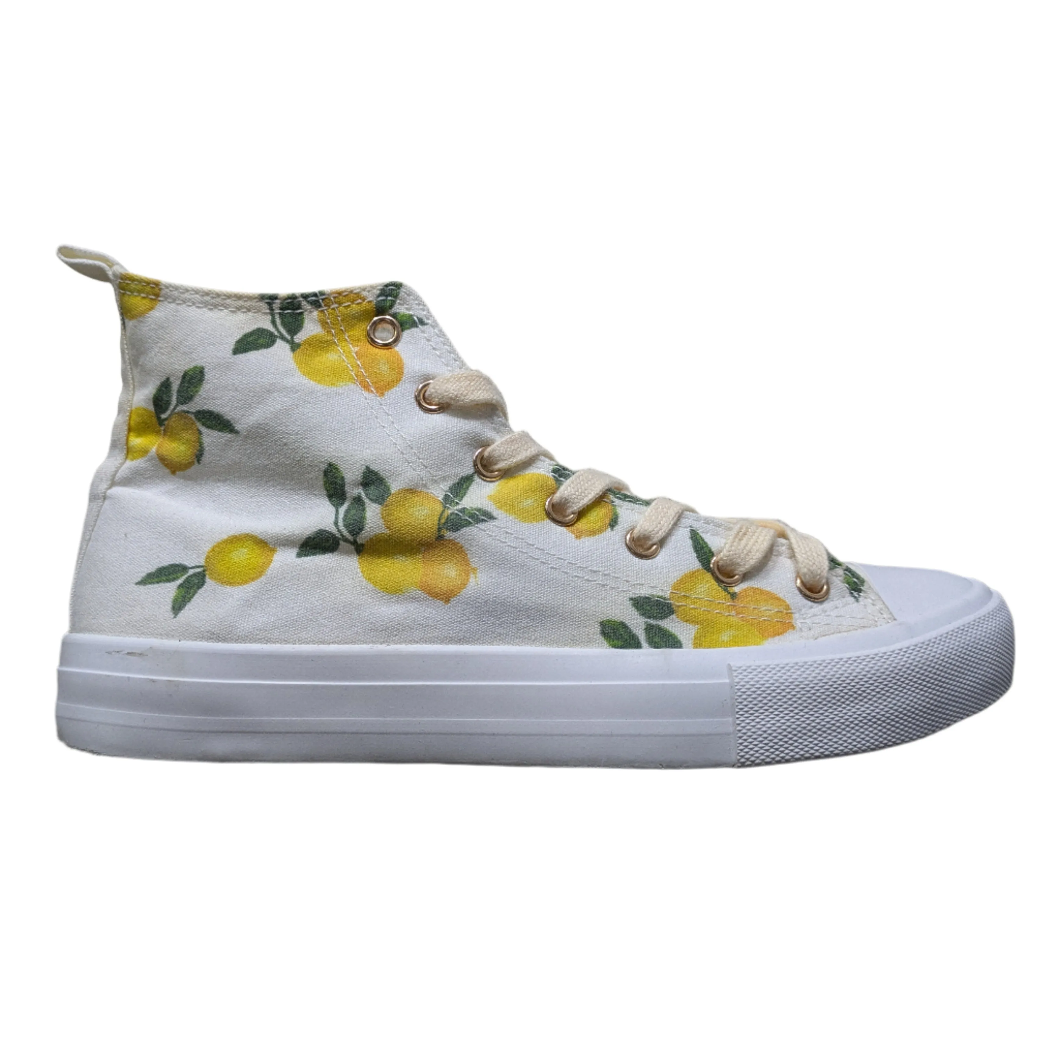 Primark Women's Lemon Print Canvas High Top Sneakers Size UK 6 / EU 39 / US 8