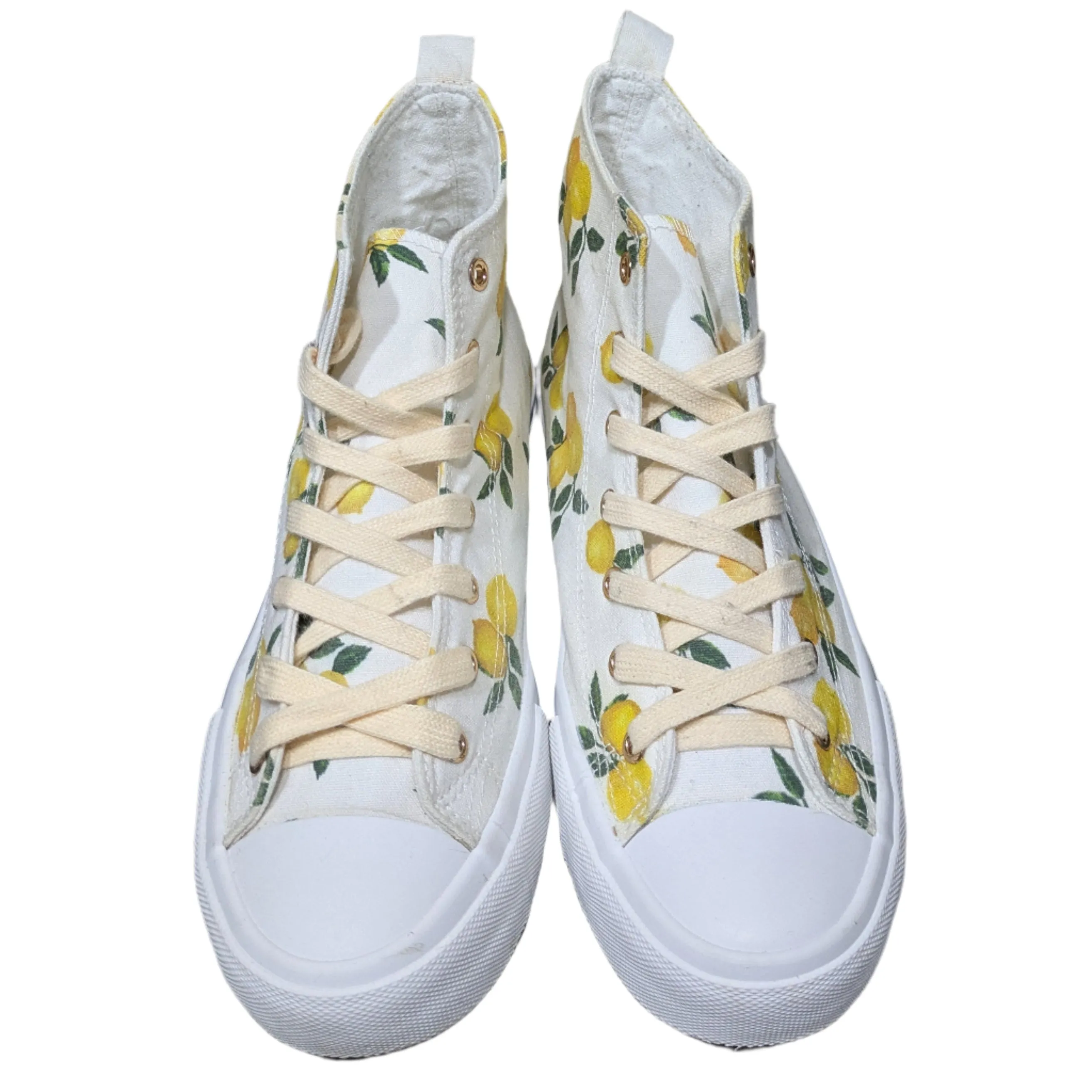 Primark Women's Lemon Print Canvas High Top Sneakers Size UK 6 / EU 39 / US 8