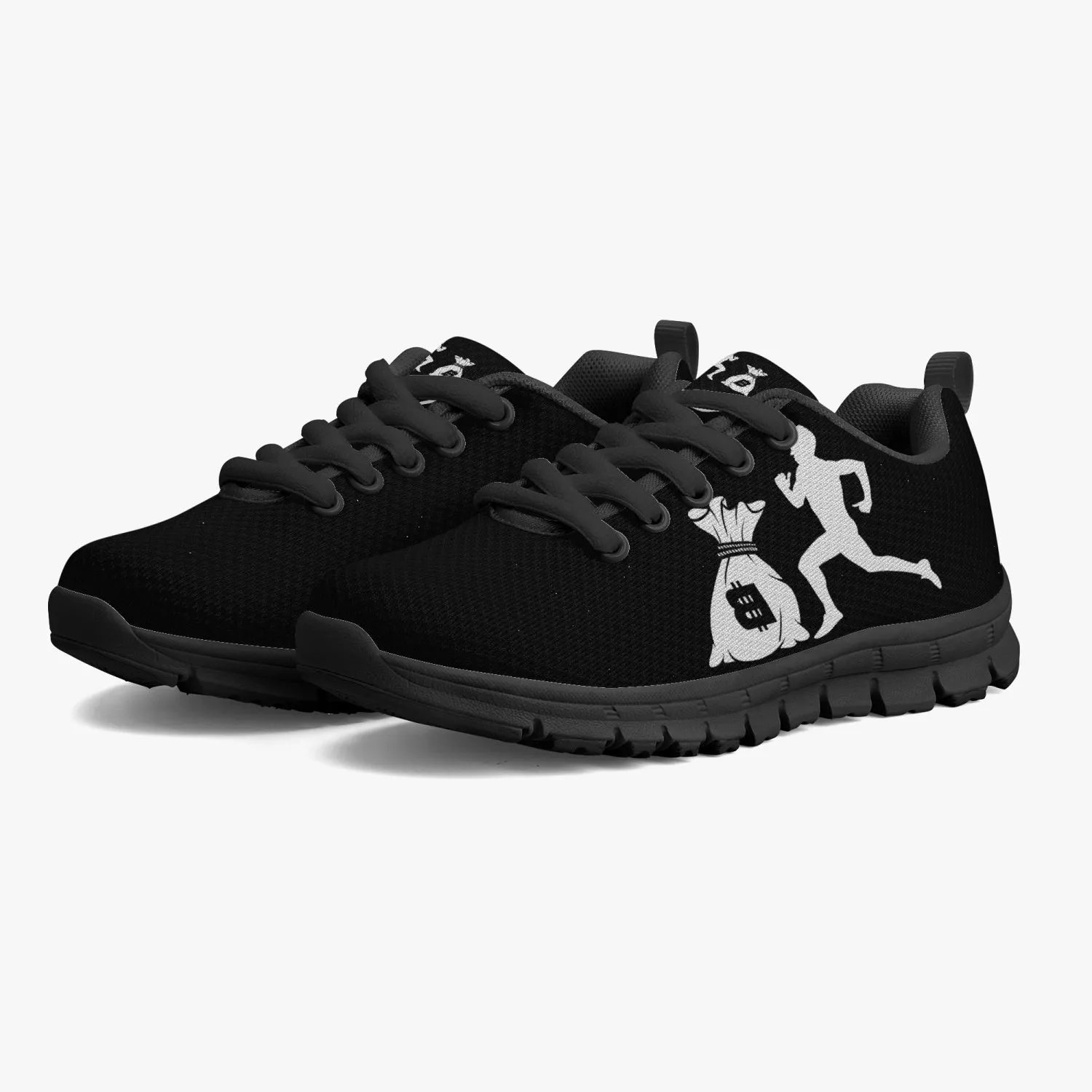 "Original Benji" Black (White logo) Kids' Lightweight Mesh Sneakers