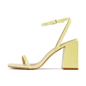 RAID Garry Block Heel Sandal in Lime Patent