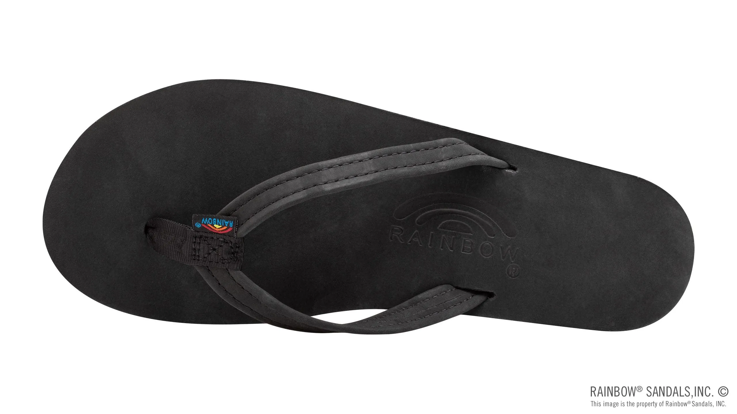 Rainbow Sandals Women’s Double Layer Premier Leather Narrow Strap w/Arch, Premier Black