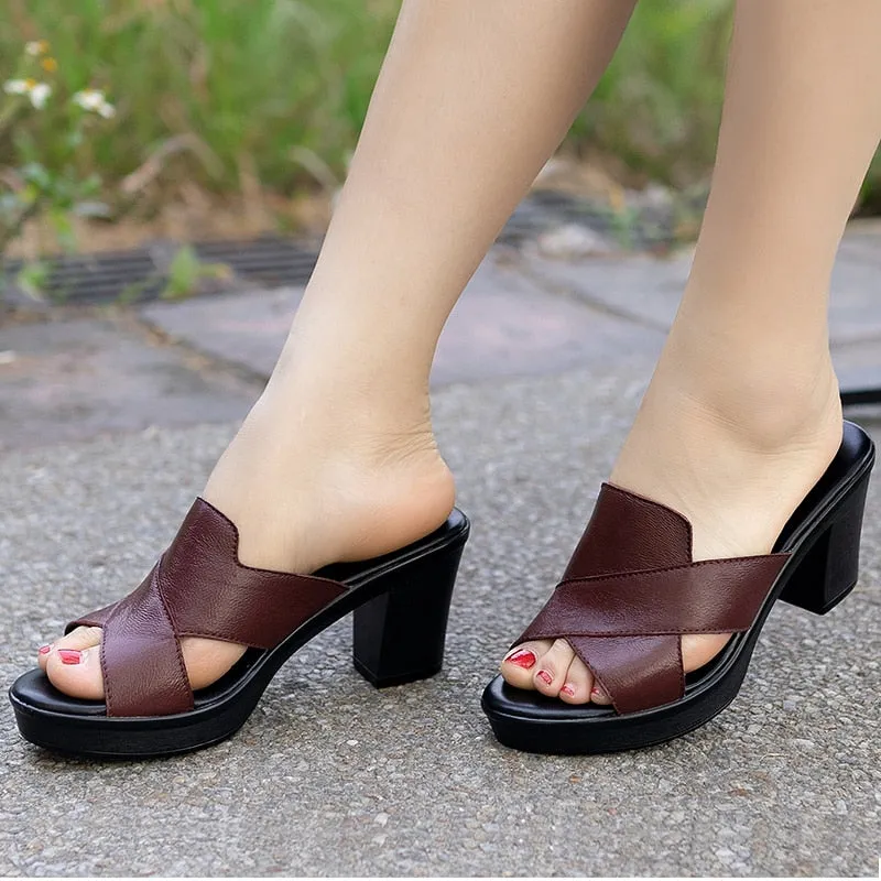 Sandals Women Chunky Heel