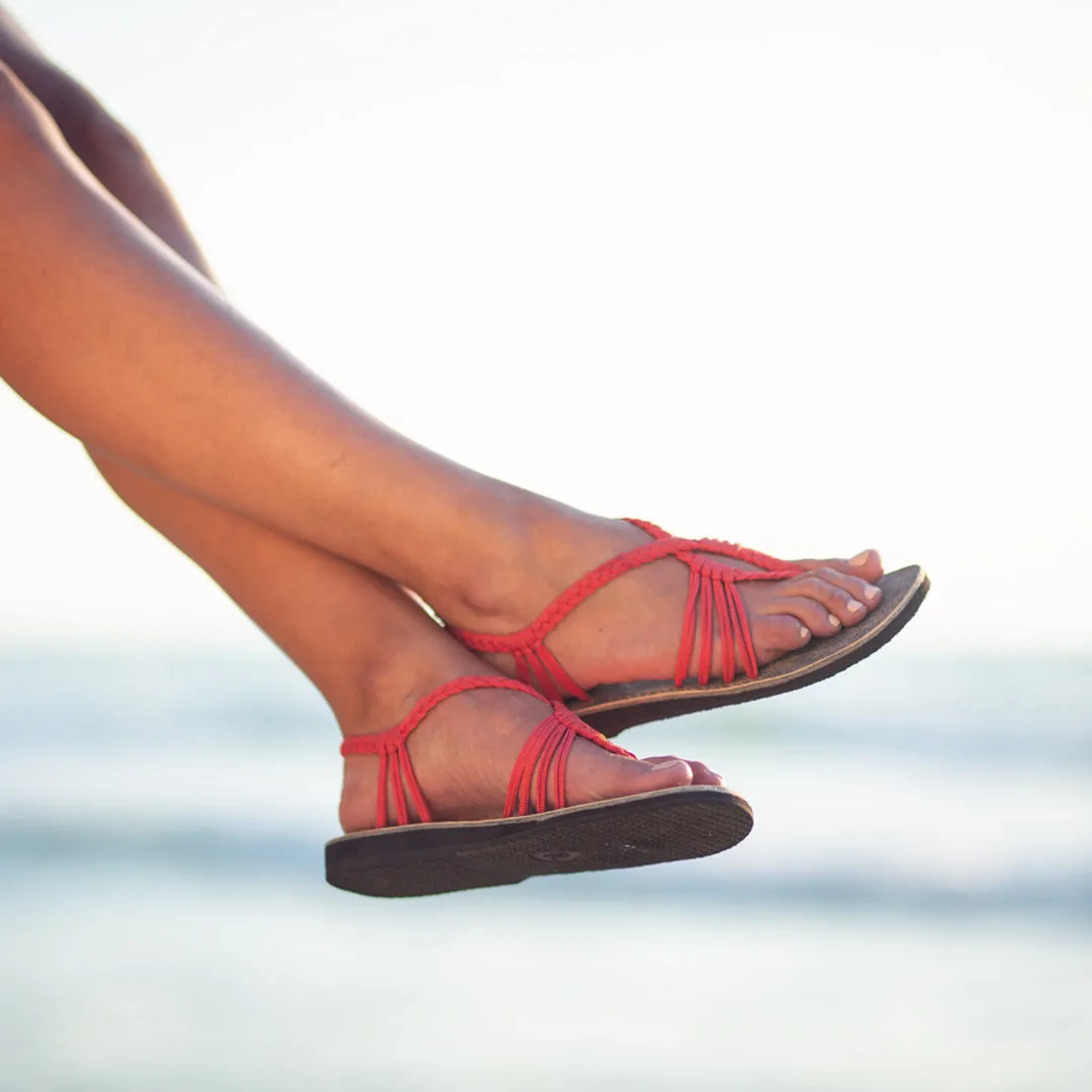 Seashell Summer Sandals for Women | Red