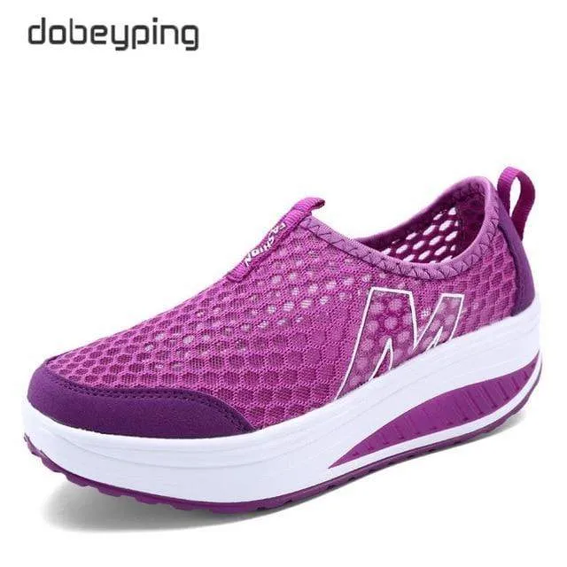 Spring Summer Shoes Woman Breathable Air Mesh Flat Platform Women Slip On