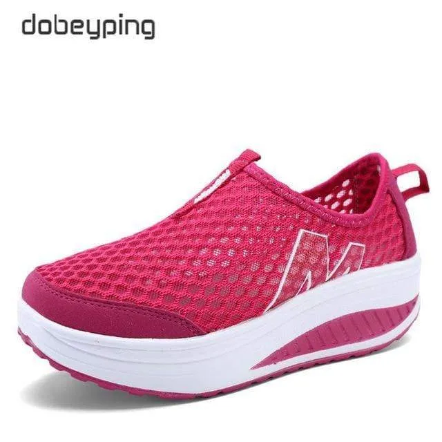 Spring Summer Shoes Woman Breathable Air Mesh Flat Platform Women Slip On