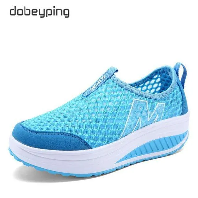 Spring Summer Shoes Woman Breathable Air Mesh Flat Platform Women Slip On