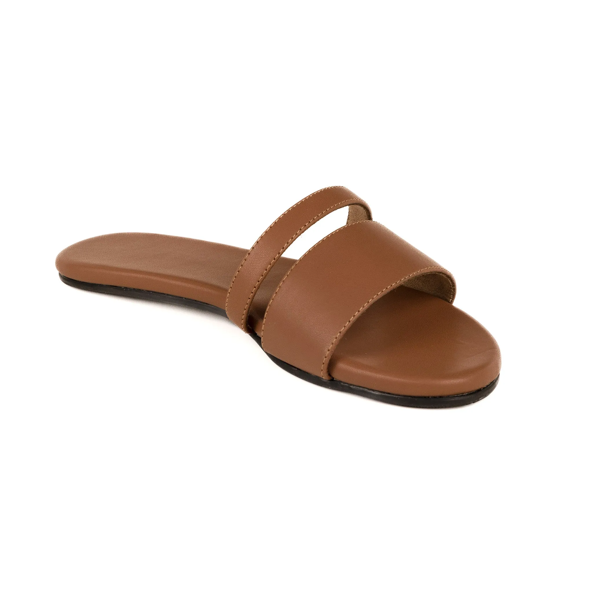 Tev Cloak Vegan Leather Tan Women Slides Thrift Edit