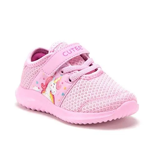 Toddler Little Girls Unicorn Faux Lace Easy On School Sports Shoes Sneakers