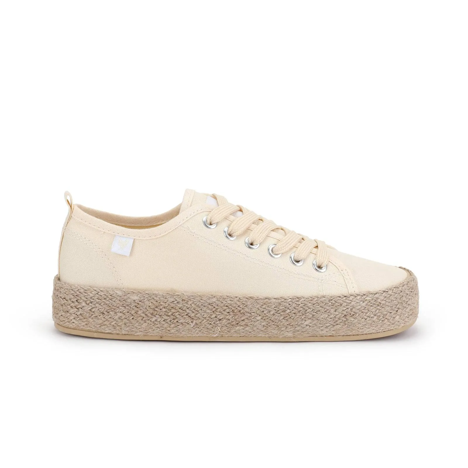 Walk In Pitas Ada Ladies Crudo Cream Textile Lace Up Shoes