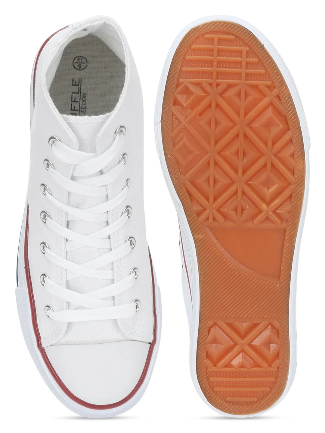 White Canvas High Ankle Stylish Lace-Up Sneakers (TC-CAN2-WHT)