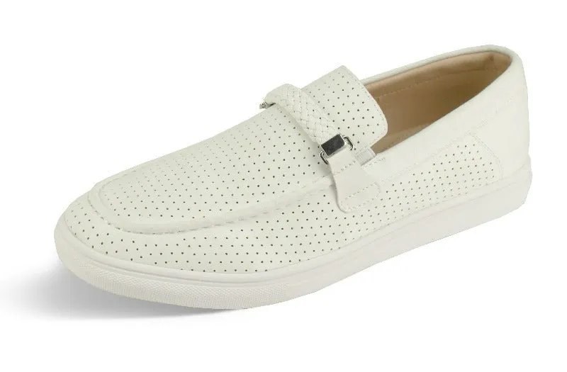 White Men's Loafer Slip-On Casual Suede Material Shoes